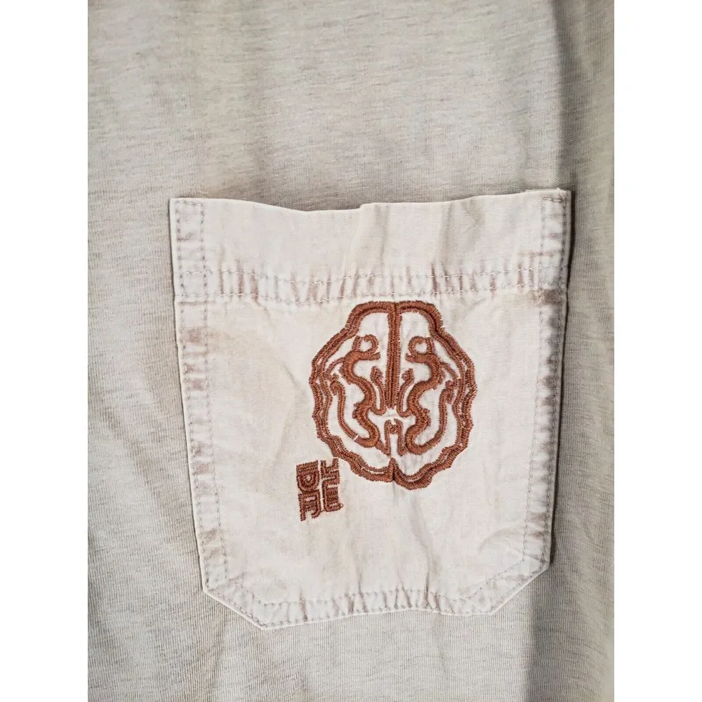 Embroidered Chinese Dragon 100% Cotton Shirt Size 52 Toggle w/ Band‎ Collar